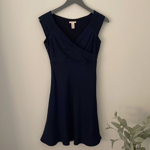 J Crew Navy Silk Dress. Size 2 A-line. - Picture 1 of 9